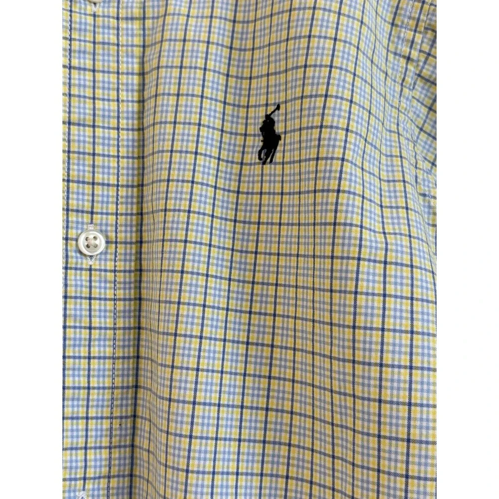 Polo Ralph Lauren Boy's 3/3T White, Yellow, Blue Plaid Button Down Shirt Cotton